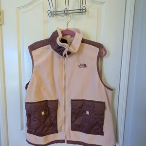 The North Face Pink and Brown Fleece Vest